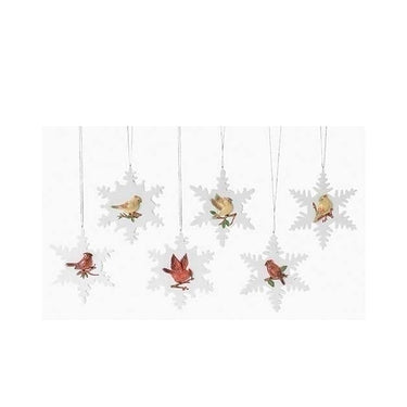 Club Pack of 12 White and Green Cardinal on Snowflake Christmas Ornaments 4